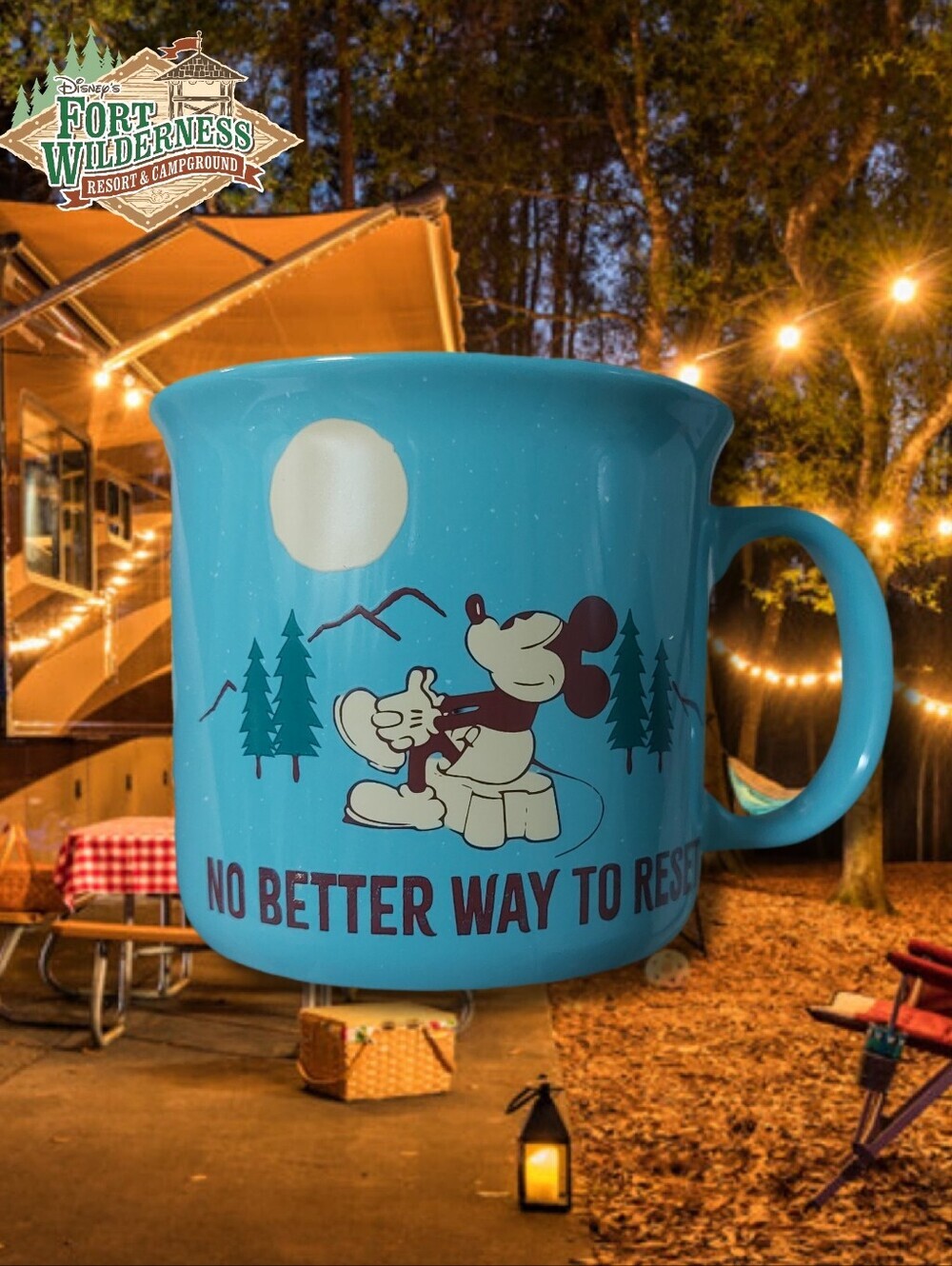 Disney Parks Turquoise Mickey Mouse "No Better Way to Reset" 15oz Coffee Mug